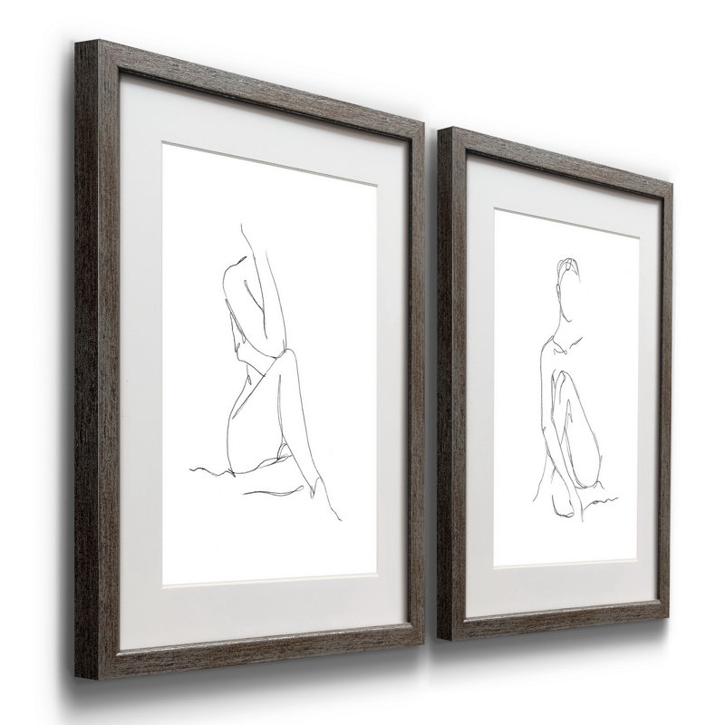 " Nude Contour Sketch I " 2 - Pieces