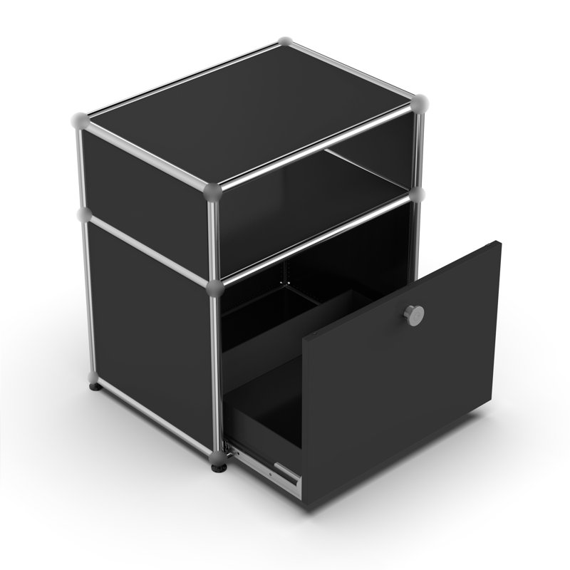 Storage Bedside Table With Drawer Sideboard File Cabinet Dining Cabinet Shelf Bookcase, Black