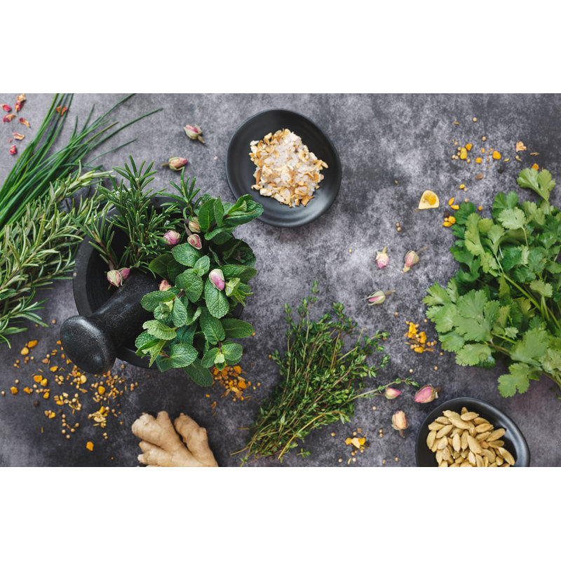 Fresh Herbs And Spices - Wrapped Canvas Print, 30cm H x 46cm W x 3.8cm D