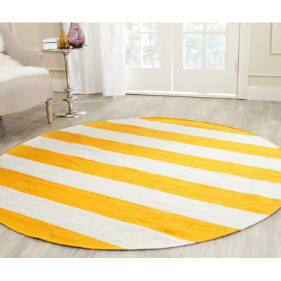 Tapis rayé en coton tissé à plat à la main Parik