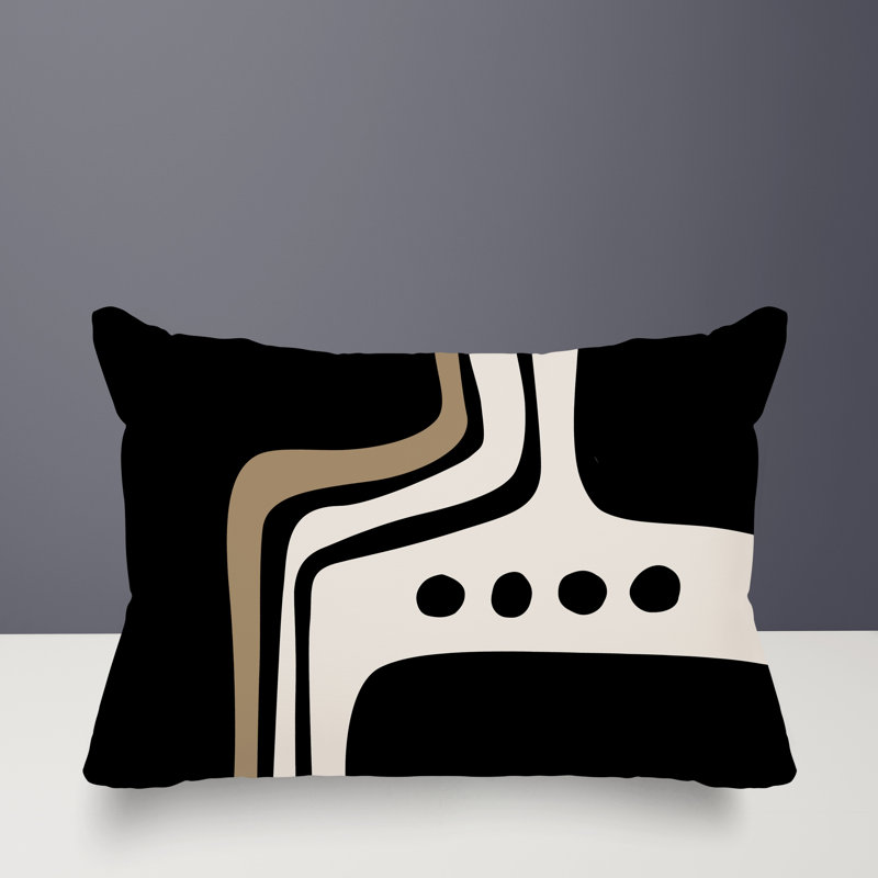 Coussin lombaire réversible intérieur / extérieur Sofi Minimalist, H 14 po x l 20 po, Noir, noir, noir, noir