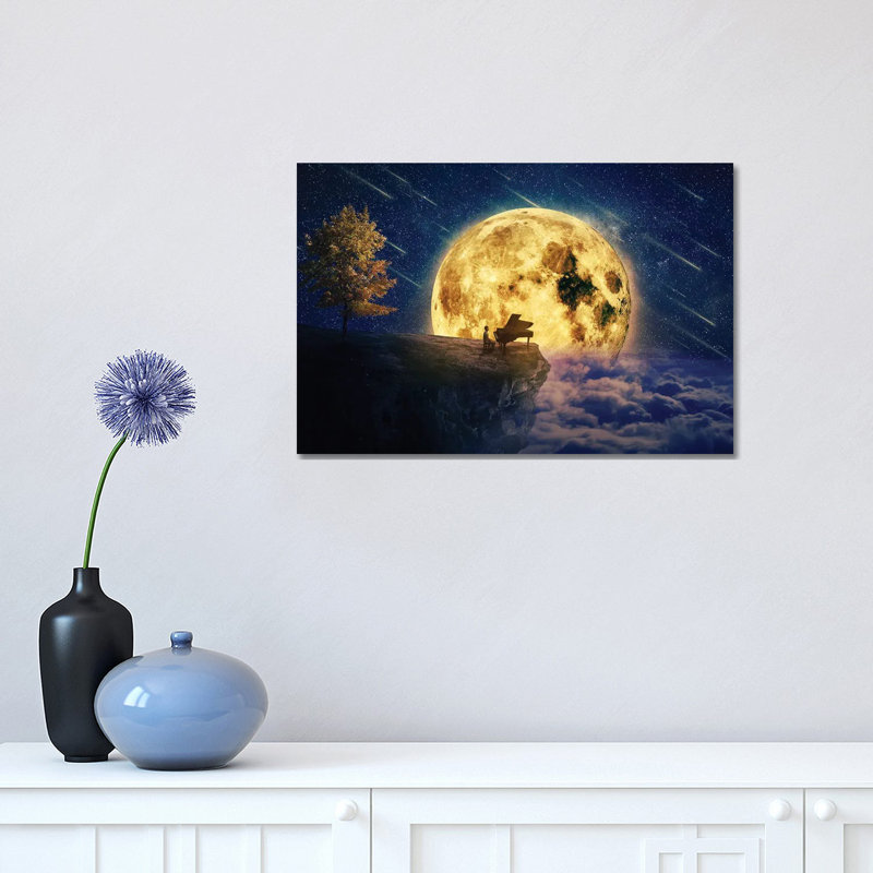 «Midnight Piano Lullaby» par psychoshadow - impression sur toile tendue, H 12 po x l 18 po x 1,5 po