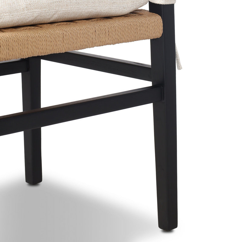 Hamlin Dining Chair With Cushion-Dover Crescent, Distressed Black Ash