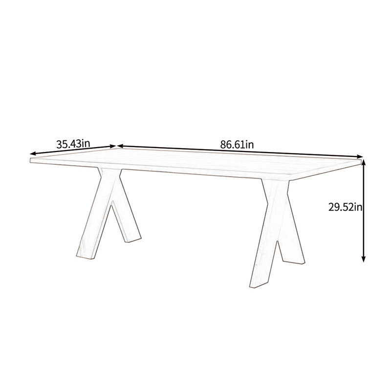 Table écologique en bois massif, H 29,52 po x L 86,61 po x l 35,43 po