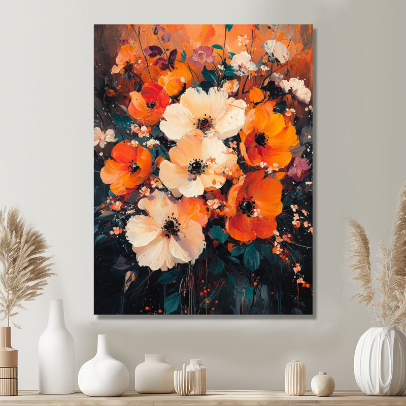 Juanisha - impression murale traditionnelle en métal, coquelicots en métal, H 20 po x l 12 po