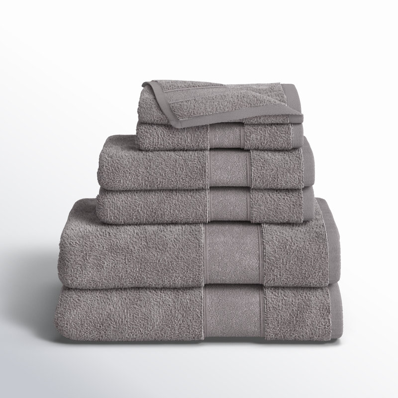 Bidle 6 Piece Turkish Cotton Towel Set, Aluminium