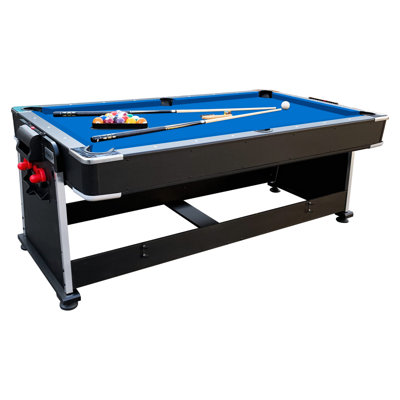 Rack Triad 7-Foot 3-In-1 Multi Game Swivel Billiard/Pool Table (Blue Felt With Black Body)