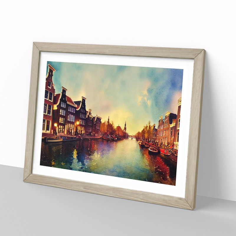 Amsterdam Canal Watercolour - Single Picture Frame Print