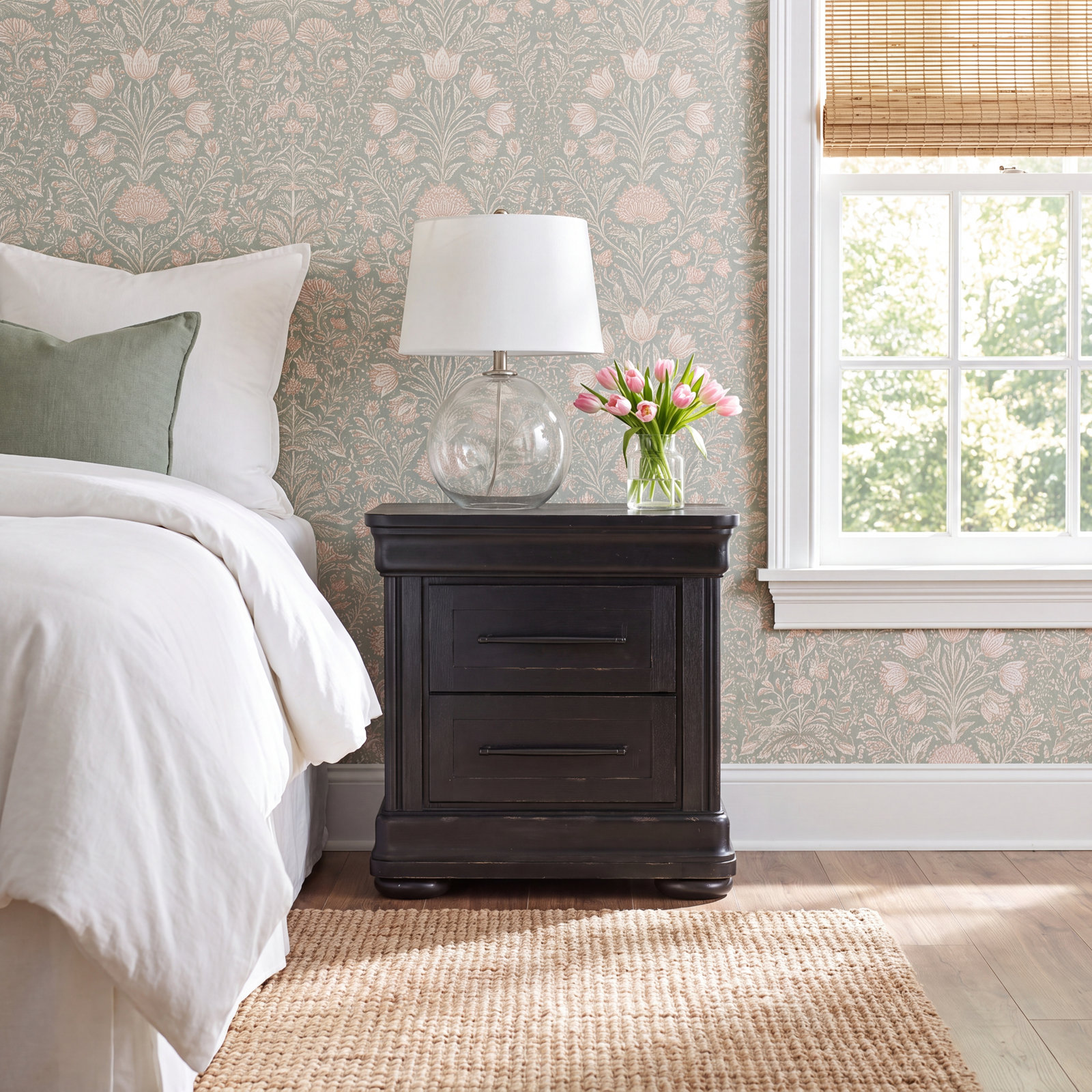 Country Living 2-Drawer Nightstand, Black