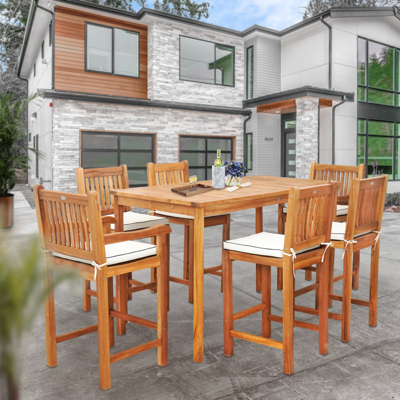 Ensemble bistro rectangulaire en teck de 71 po pour 6 personnes