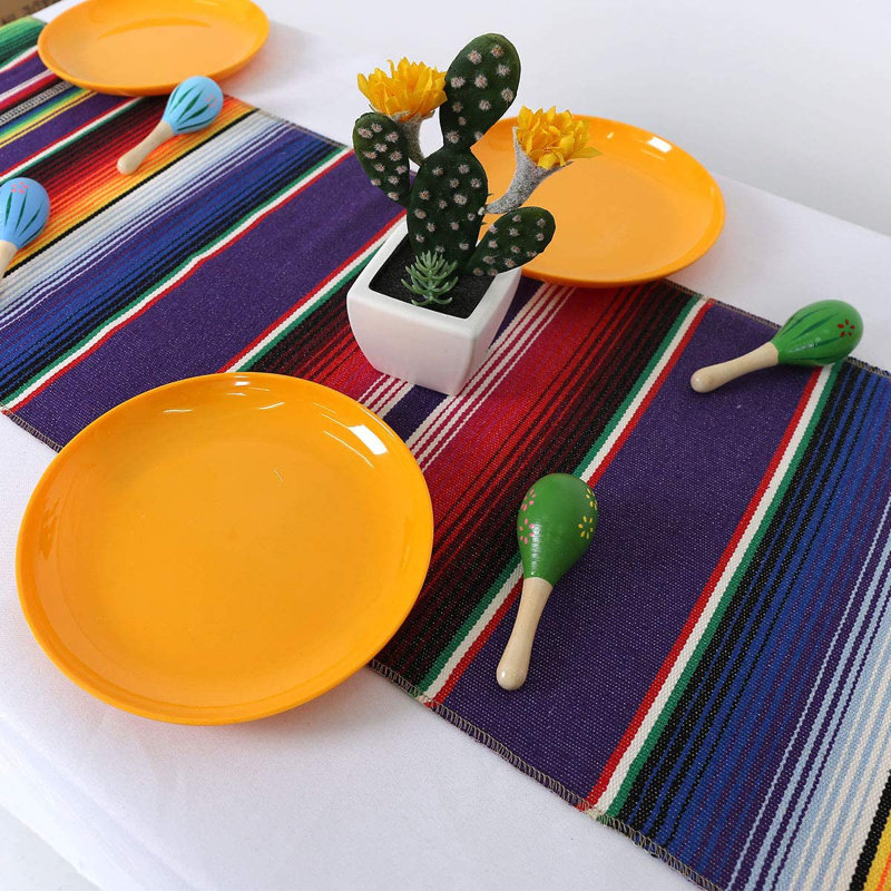 Ensemble de 4 chemins de table en coton mexicain Serape