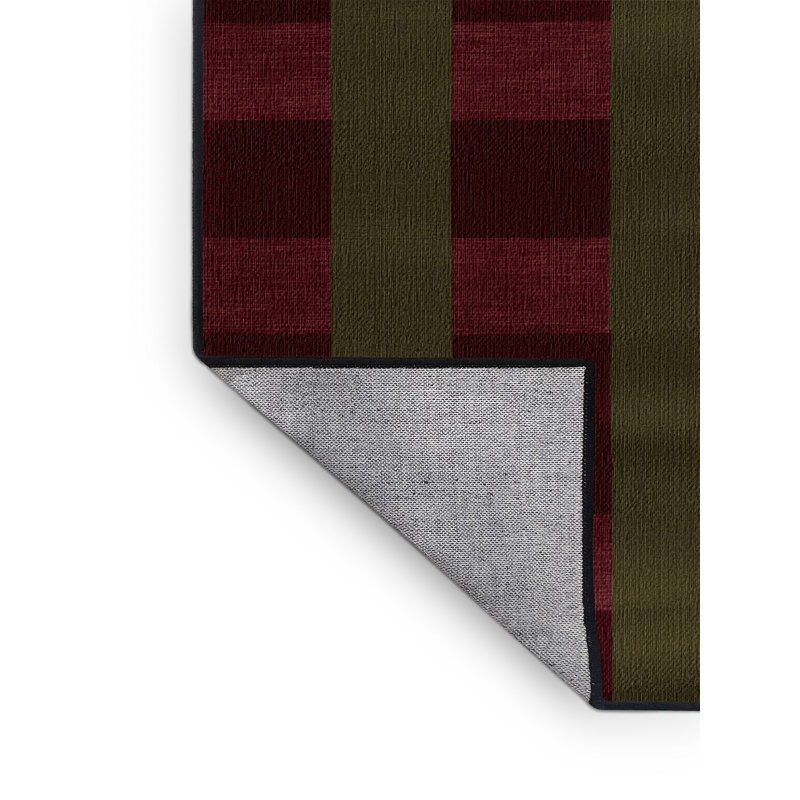 Machine Washable Checkered Brown Area Rug, Square 7'