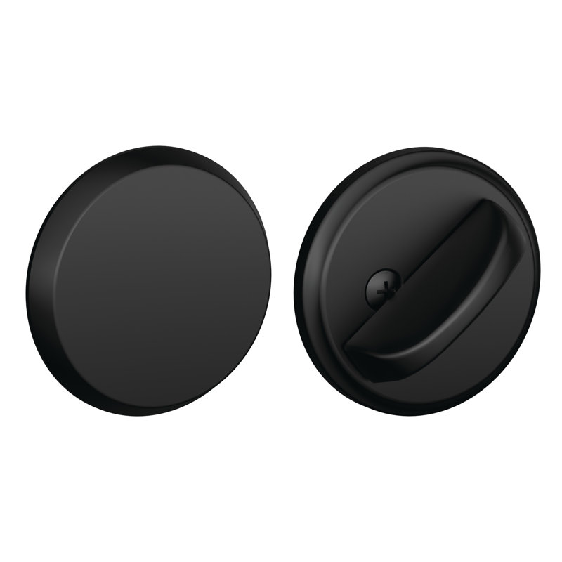 One-Sided Deadbolt Thumbturn with Exterior Plate, Matte Black