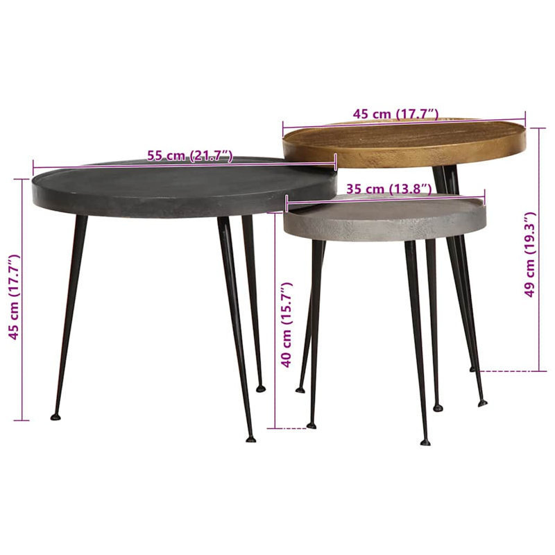 Coffee Table 3 Pcs Engineered Wood, Multicolor