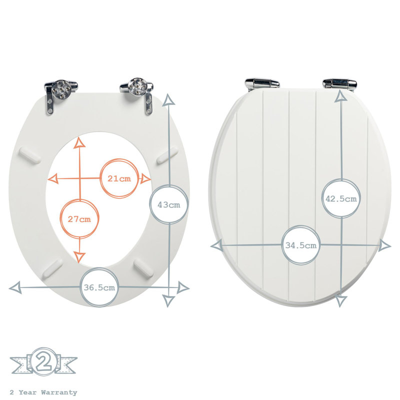 Harbour Housewares - 2x Wooden Soft Close Toilet Seats, White