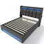 Lit plateforme gris avec éclairage à DEL et rangement hydraulique - Éclairage à DEL rembourré confortable, rangement de charge, peu encombrant-150800491-150800489