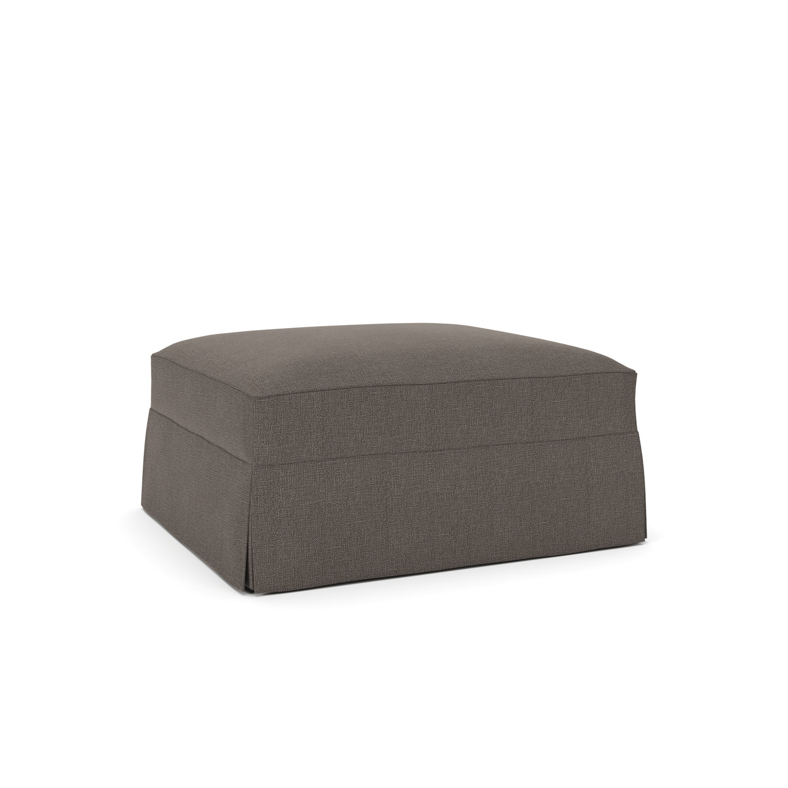 Lucia Upholstered Ottoman, Drusky Charcoal Sustain® Basketweave