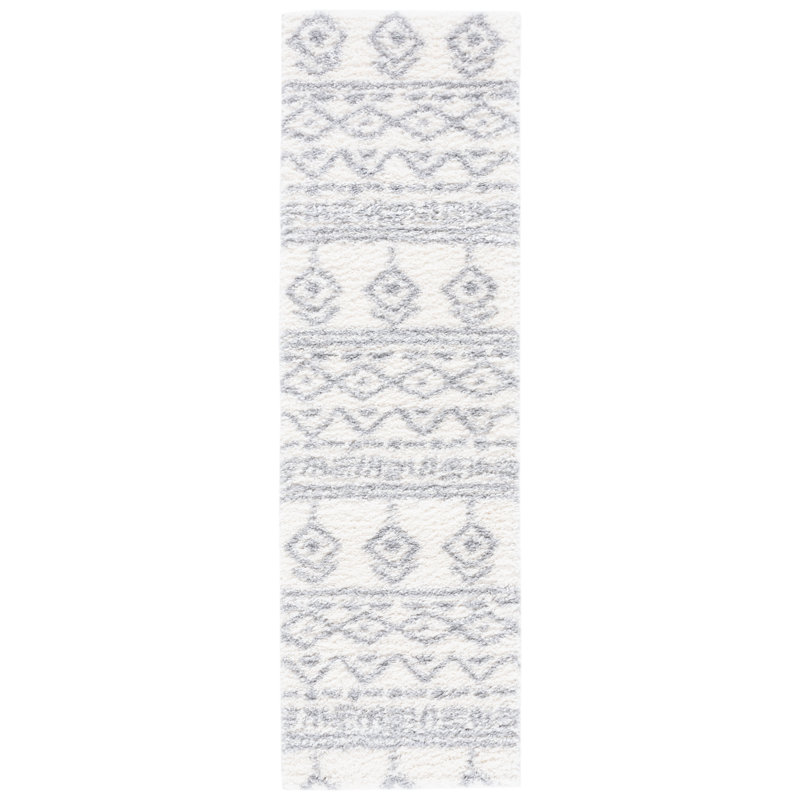 Tapis ivoire / gris Maddie, Tapis de couloir 2 pi 3 po x 8 pi