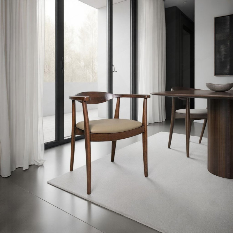 Ensemble de 2 chaises d'appoint de salle à manger Niva, bois d'hévéa brun