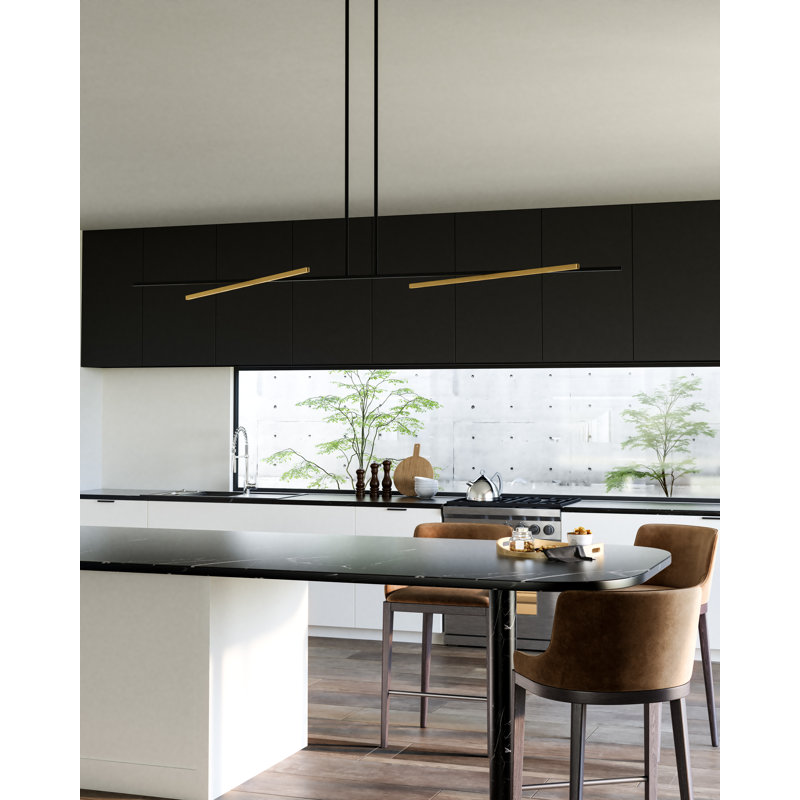 Shift 1 - Light LED Pendant, 1.25" H x 59.88" W x 0.63" D, Black/Brushed Gold