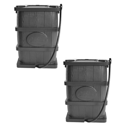 FCMP Outdoor 45 Gal Wood Grain Rain Catcher Barrel Container, Gray
