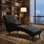Chaise longue capitonnée en cuir de polyuréthane 60 "avec coussin