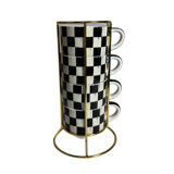 Mocha Check Cappuccino Cup Tower