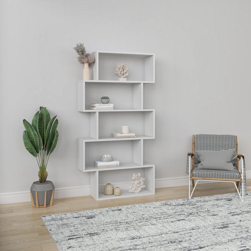 Musser Geometric Bookcase, White