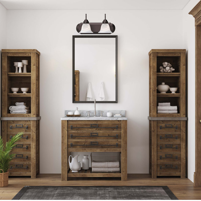 Marti 2-Light Indoor Antique Bronze Bath or Vanity Wall Mount with Alabaster Glass Bell Shades