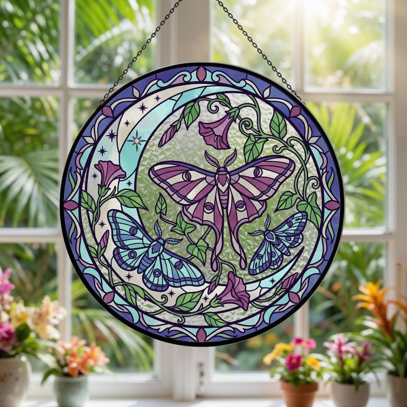 Vitrail Moth Moon - 7,8H, H 7,8 po
