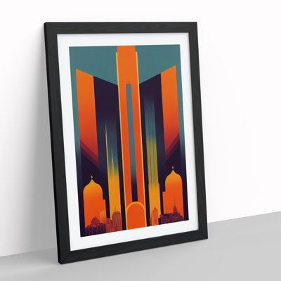 XV1022-705X Art Deco City Skyline No.2 - Single Picture Frame Print