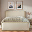 Lit moderne en métal avec tête de lit tapissier courbée et rangement sous le lit-910955370