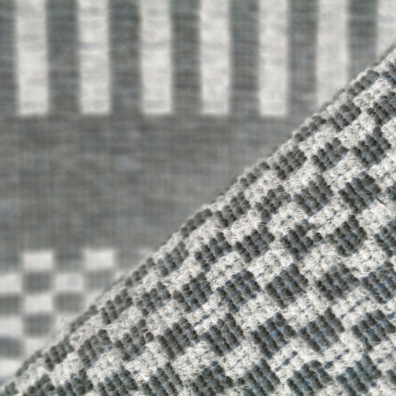 Meraki 01 Hand Loomed Striped Area Rug in Silver/ Charcoal, Rectangle 5' x 8'