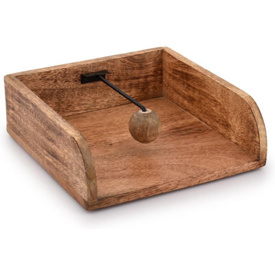 Porte-serviettes rustique en bois, style ferme, idéal pour les tables de cuisine, les comptoirs, l'intérieur et l'extérieur, les pique-niques, les restaurants, les cafés et la décoration intérieure vintage (20 x 20 x 7 cm).