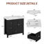 Ensemble de meuble-lavabo sur pied simple 36 po avec lavabo en céramique Lumina, noir, contreplaqué de bois franc, portes à fermeture en douceur et rangement réglable intérieur-2129112191-2129112189
