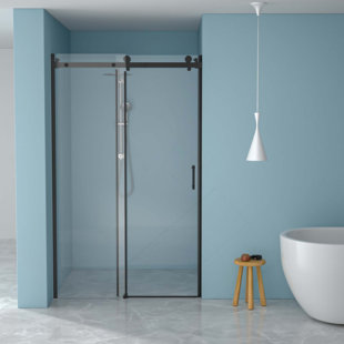 Porte de douche simple coulissante - Verre trempé de 8 mm avec cadre en acier inoxydable 304