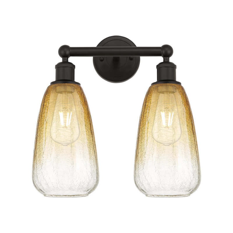 Brookhaven amande - 2 lumières - abat-jour Brookhaven amande - lumière de meuble-lavabo, Transparent / jaune / bronze huilé