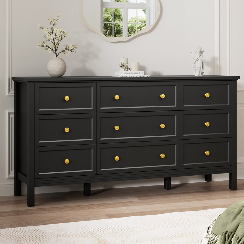 Commode 9 tiroirs Winston Porter, Noir