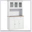 Armoire de rangement pour garde-manger de 71 pouces de hauteur avec support pour micro-ondes, buffet autoportant avec huche, 2 tiroirs, 5 portes, tablettes réglables et portes en verre pour la cuisine, la salle à manger