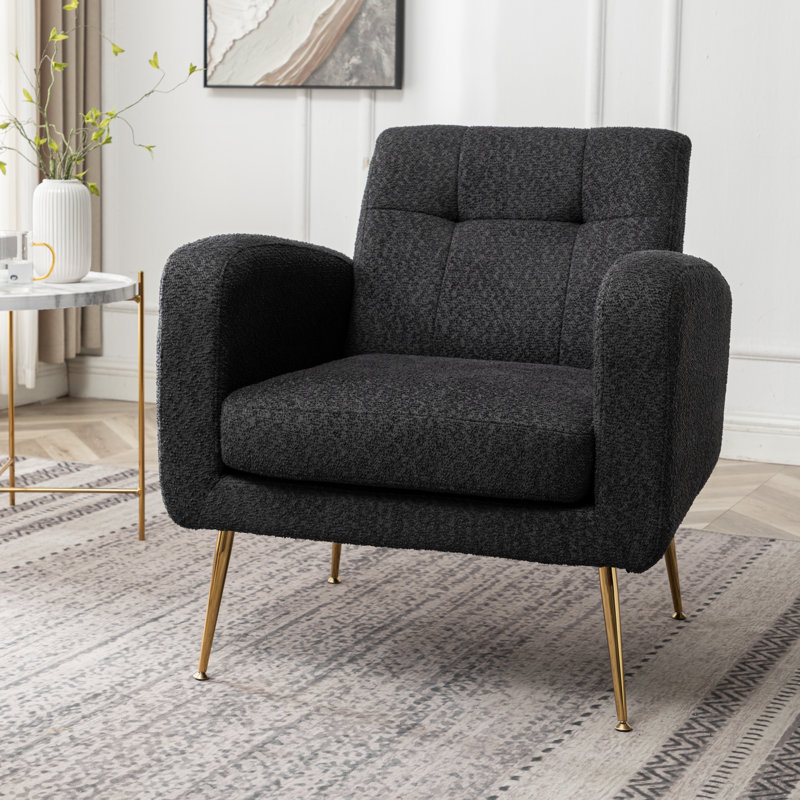 Floriana Upholstered Armchair, Black Boucle
