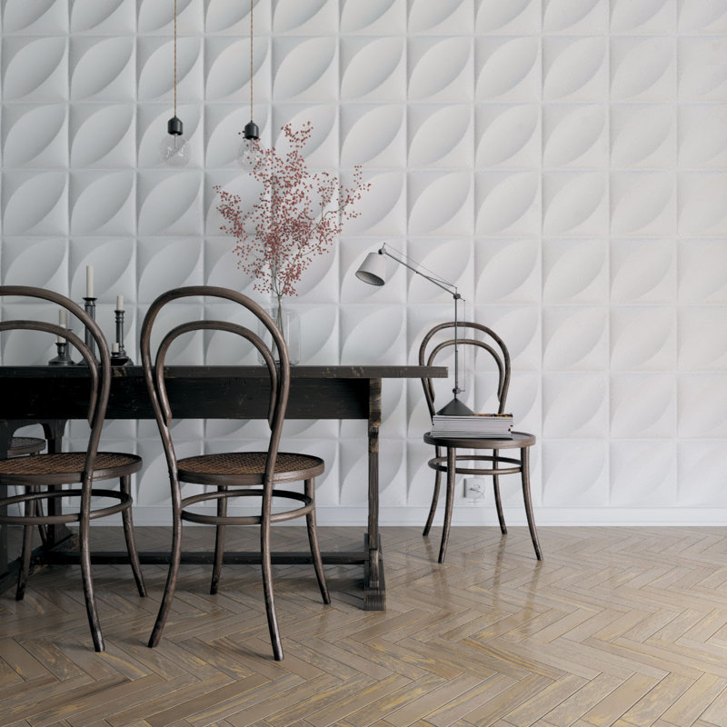 White Textured 3D PVC Decorative Wall Panel 11 7/8" x 11 7/8"