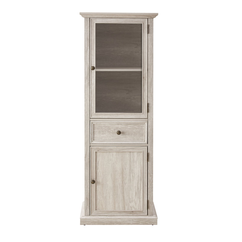 Armoire avec porte vitrée pour le rangement - Blanc, idéal pour le salon, la cuisine, la salle à manger