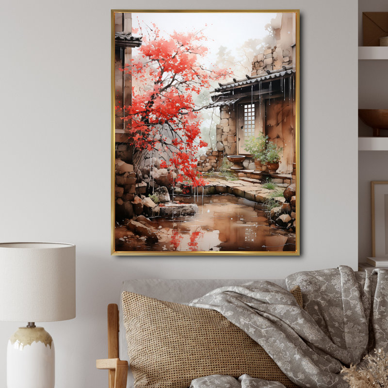 Art japonais, «Wabi-sabi Beauty II», reproduction d'art encadrée, H 20 po x l 12 po x P 1 po, Cadre flottant doré