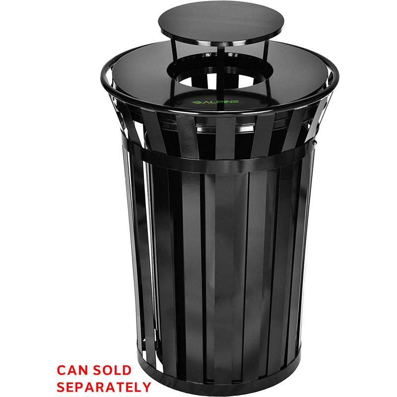 38 Gallon Commercial Park Outdoor Rain Bonnet Receptacle Lid, Black