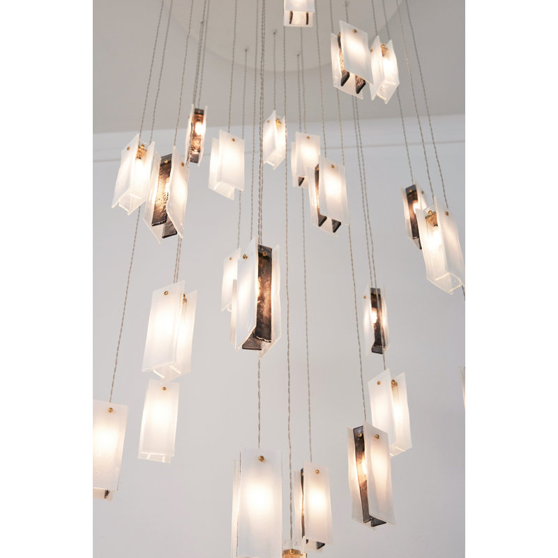 25 - Light Cluster Globe Pendant, White/Black/Clear, 19