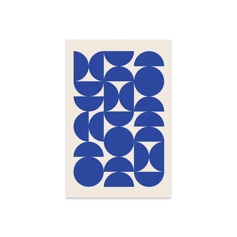 Imprimé demi-cercle bleu Matisse sur verre acrylique, H 24 po x l 16 po x P 0,25 po