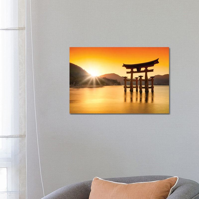 Torii Gate at Sunset, Miyajima Island, Japan 1 Piece Wrapped Canvas Wall Art, 66.04 cm H x 45.72 cm W x 3.175 cm D