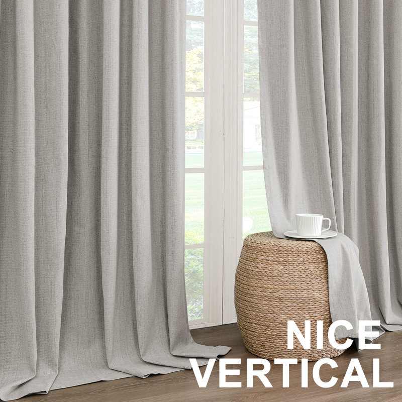 Premium Chenille Linen Textured 100% Blackout Curtains Thermal Insulated for Living Room Back Tab/Rod Pocket Bedroom Draperies 2 Panels