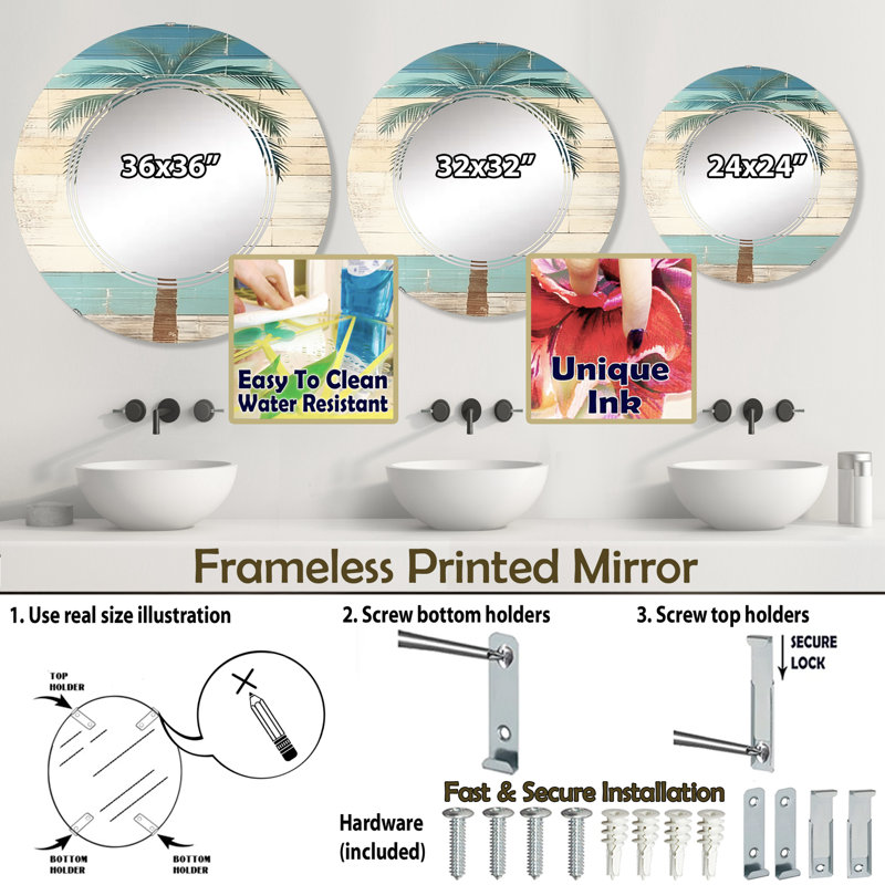 Zyiana Circle Mirror, 24" x 24"