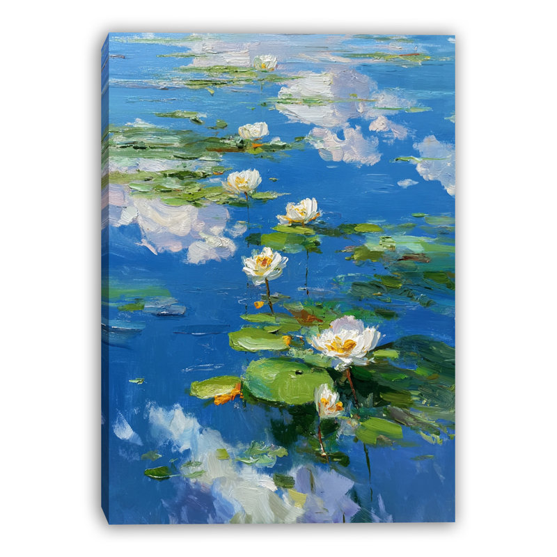 «Cloud Reflection Lilies», art mural sur toile tendue, H 40 po x l 30 po x P 1,5 po